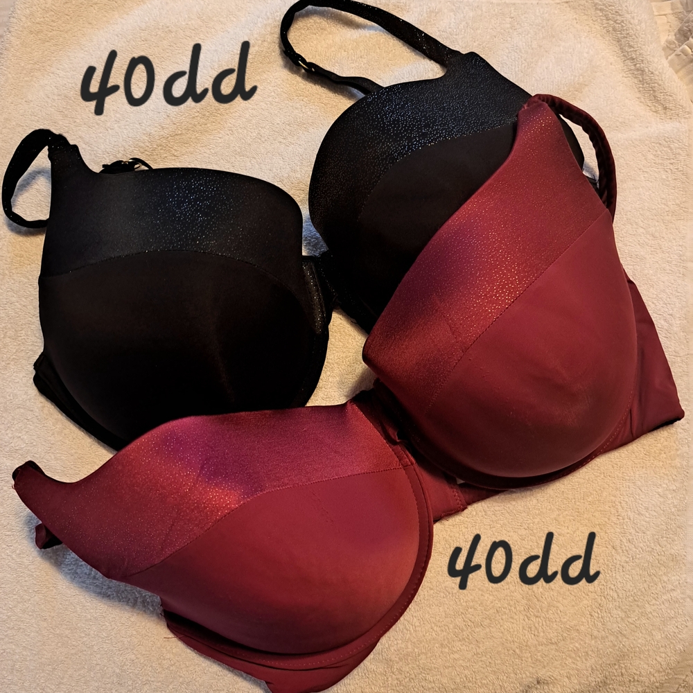 Elegant Black and Burgundy Women's Bras - Set of 2